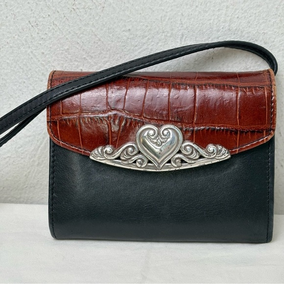 BRIGHTON Vintage ‘96 Crocodile Embossed Leather Wallet Crossbody Removable Strap - Picture 3 of 15